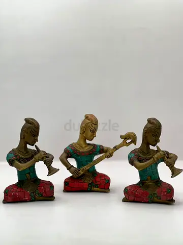 Set of 3 Antique-Style Handcrafted Musicians Statues