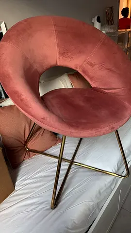 Pink Velvet Accent Chair with Gold Legs