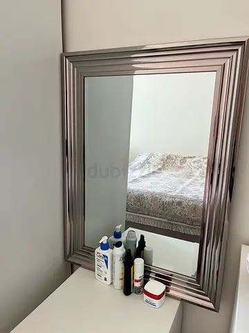 Large Silver Framed Wall Mirror - Good Condition
