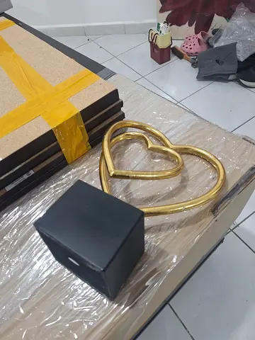 Gold Double Heart Table Decor / Centerpiece - Decorative Accent