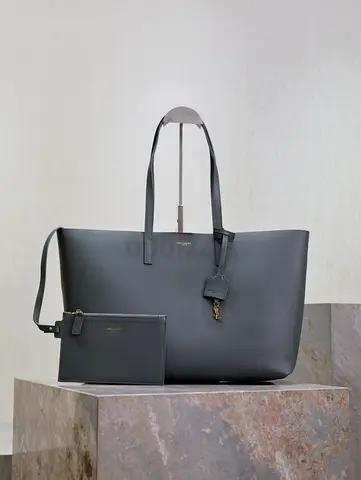 Saint Laurent Large Shopping Bag in Grey Calfskin