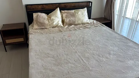 Wood and Metal Double Bed with Mattress Good Condition