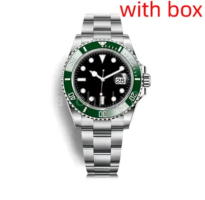 Mens Stainless Steel Sport Watch with Green Bezel and Date
