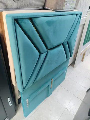 Teal Upholstered Geometric Headboard - Single/Double Fit