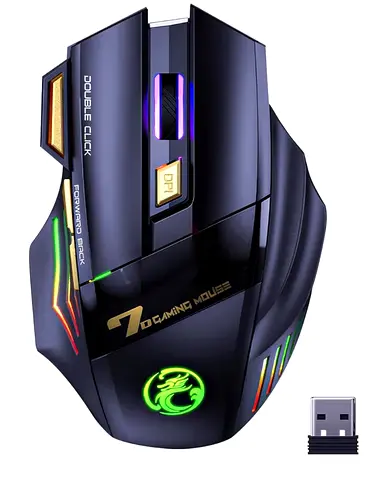 Wireless RGB Gaming Mouse with USB Receiver - 7 Buttons, DPI Adjustable