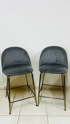 GRAY Velvet Bar Stool