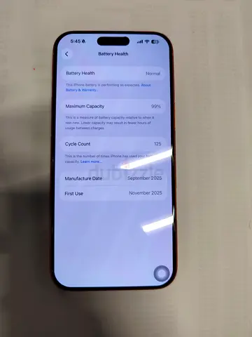 iPhone (like new) with 99% Battery Health, 125 Cycle Count