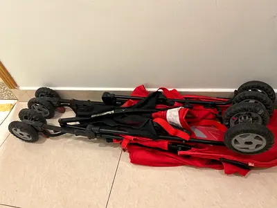 Red Lightweight Double Stroller (folded) - Good Condition