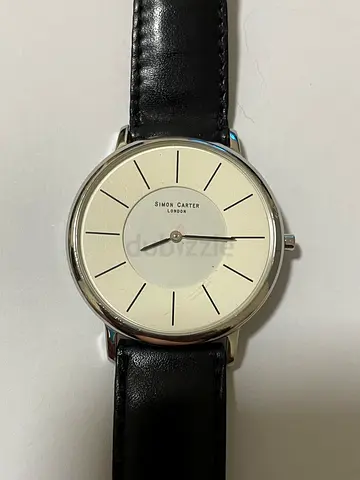 Simple Simon Carter analog mens watch with black leather strap
