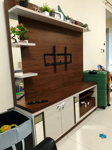 Modern TV Entertainment Unit with Shelves and Storage