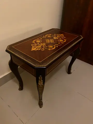 Classic Wooden Side Table with Inlay Design