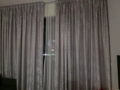 Grey blackout curtains with sheer liners - set of 2 panels