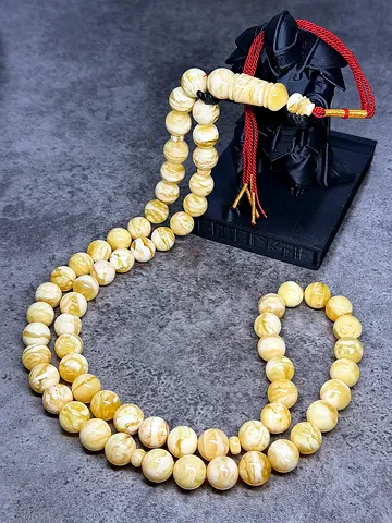 Tiger Amber Prayer Beads Misbah | مسباح كهرمان طبيعي حر تايقر مشخط