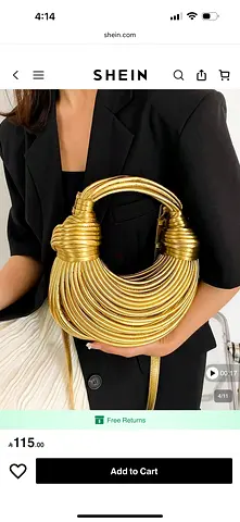 Gold Statement Circular Noodle Handbag - Unique Fashion Bag