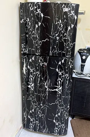 LG Top Freezer Refrigerator with Black Marble Wrap – 2-Door, Good Condition