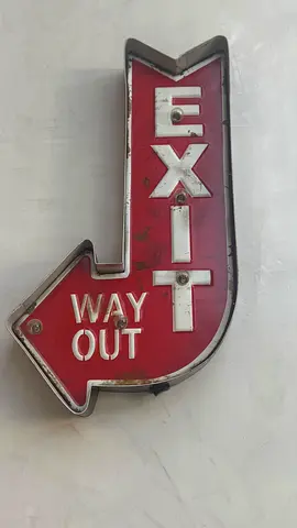 Vintage Exit Way Out Metal Arrow Sign - Industrial Decor