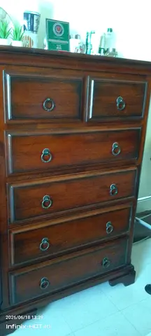 Solid Wood Tall Chest of Drawers - Dark Brown, Good Condition for sure buyer negotiate the price