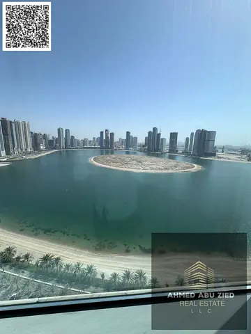 3BR + Maid Apartment for Rent in Sharjah | Al Khan Mamzar Lake with Full Sea View & Free Chiller |