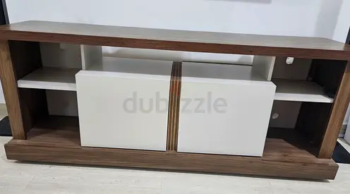 Wood and white TV console / media unit TV table