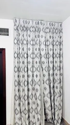 Light grey patterned full-length curtains - pair