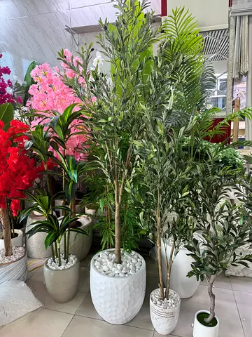 Large artificial olive plant with stylish pot