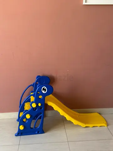 Kids Plastic Indoor/Outdoor Slide - Blue  Yellow, Good Condition