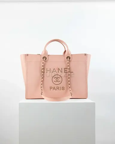 Authentic Chanel Deauville Large Pink Tote Bag
