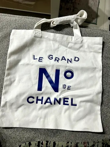 White Le Grand No de Chanel Canvas Tote Bag