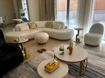 Modern Curved White Sofa Set with Accent Chair