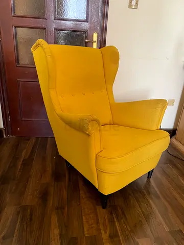 Mustard Yellow Wingback Armchair - Good Condition