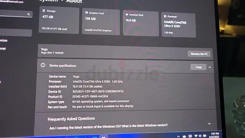Lenovo Yoga Slim 7 Intel Core Ultra 5 16GB RAM 512GB SSD