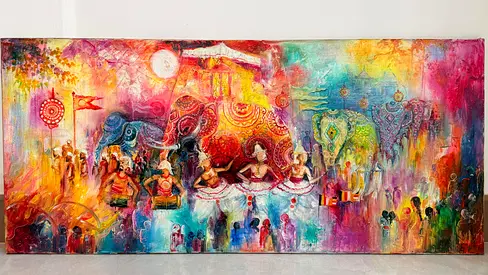 Hand painted Vibrant Asela perahara festival