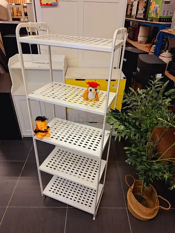 White Metal 5-Tier Shelving Unit — Lightweight Storage Rack