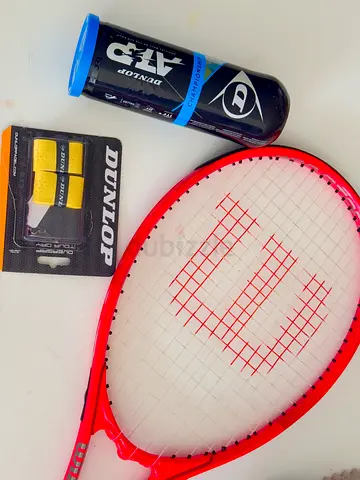 Wilson PRO STAFF+ (27inch) tennis racket with 5 used balls and 2 brand new Dunlop replacement grips