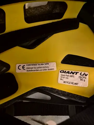 Giant bicycle helmet with European safety specifications.