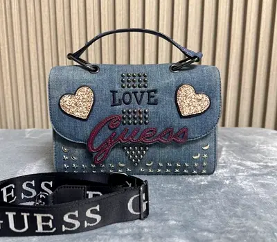 Preloved Guess denim Love two way bag