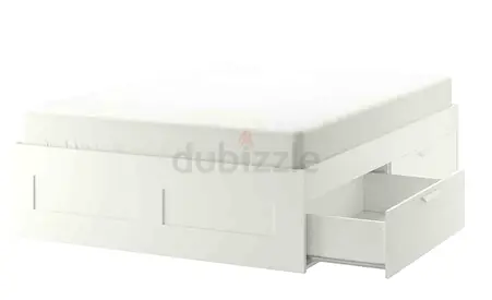 White storage bed frame with drawers - King Size