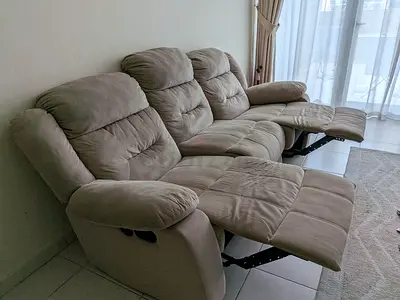 Homebox Beige 3-Seater Recliner Sofa - Comfortable Plush Seating