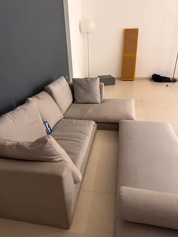 Light grey 3-seater modular sofa with ottoman - good condition