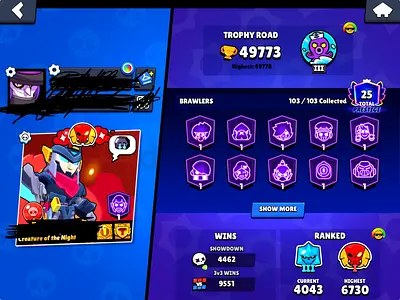 brawl stars account 50k(49k)(legendary 1) + clash royale (6.5k trophy) + clash of clans (th12)