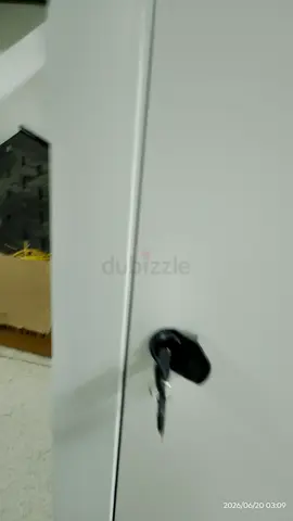 White Metal Storage Cabinet with Lock and Key