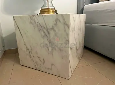 2x Side table marble effect 60x60 cm