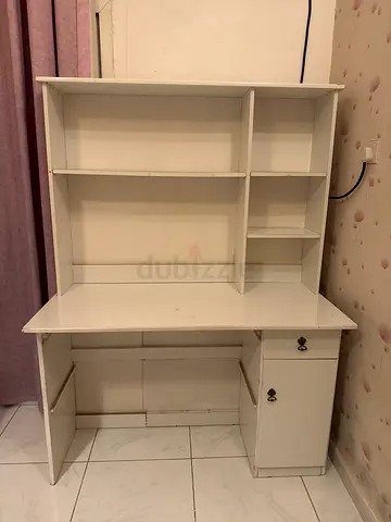 White study desk with shelves + swivel chair