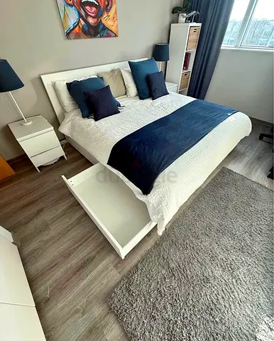 URGENT SALE  IKEA MALM Storage Queen Bed with Mattress - Like New - First Come First Serve
