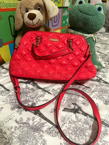 Kate Spade Red Quilted Crossbody Bag with Gold Hardware - Soft Leather , elegand bag