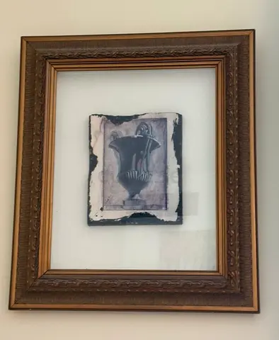 Framed Antique-Style Urn Print with Ornate Frame