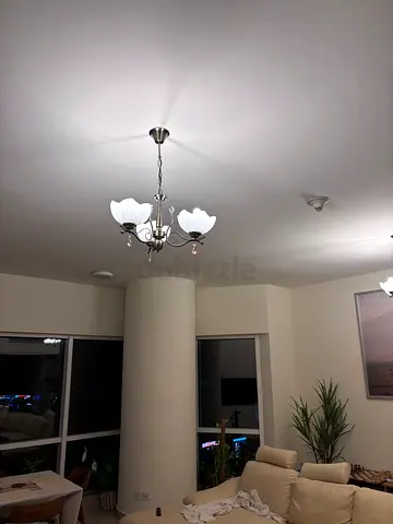3- Light Floral Chandelier in brass (4 pieces available) incl lights
