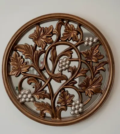 Vintage Bronze Grapevine Wall Mirror Decor