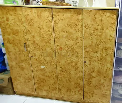 Wooden 4-Door Wardrobe / Storage Cabinet - Light Burl Finish