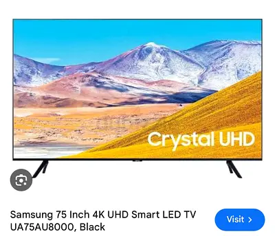 Samsung 75 Crystal UHD 4K Smart LED TV (UA75AU8000) - Black